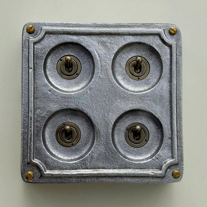 4 Gang 2 Way Solid Cast Metal Surface Mounting Conduit Light Switch Industrial - Vintage Britmac Style