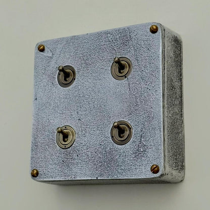 4 Gang 2 Way Solid Cast Metal Conduit Light Switch Industrial - Vintage Crabtree Style