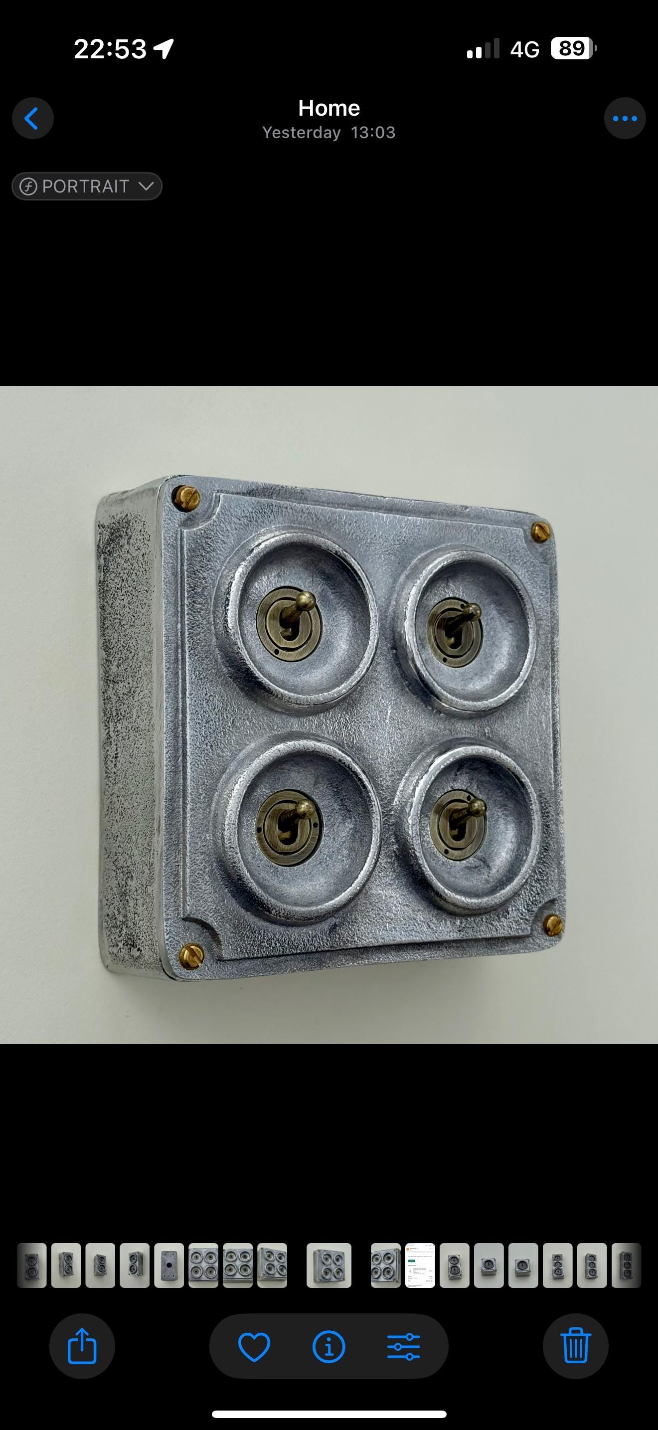 4 Gang 2 Way Solid Cast Metal Conduit Light Switch Industrial - BS EN Approved Vintage Crabtree 1950’s Style