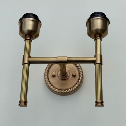 Felbrigg ~ Double Antique Brass Wall Sconce Industrial Vintage Light