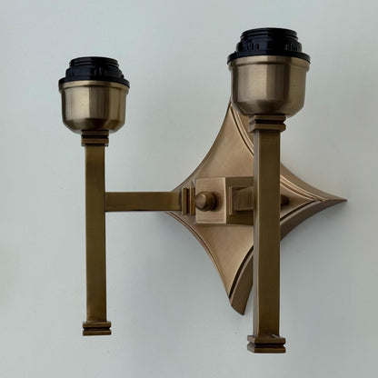 Double Antique Brass Wall Sconce Industrial Vintage Light | Dining Room