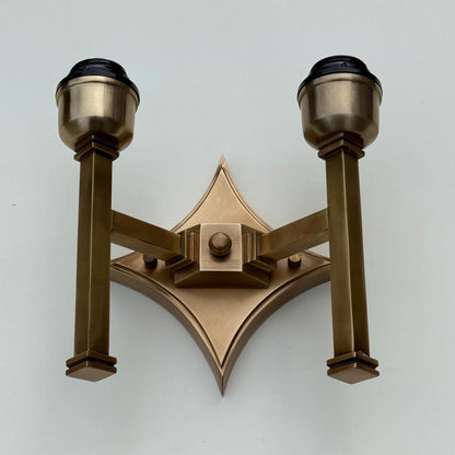 Double Antique Brass Wall Sconce Industrial Vintage Light | Dining Room