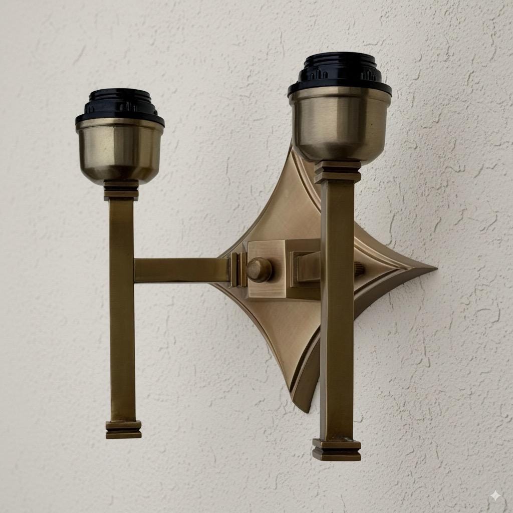 Double Antique Brass Wall Sconce Industrial Vintage Light | Dining Room | Kitchen Table