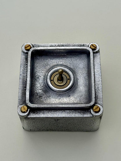 XL Single Gang Solid Cast Metal Conduit Light Switch Industrial 2 Way - BS EN Approved Vintage Crabtree 1950’s Style