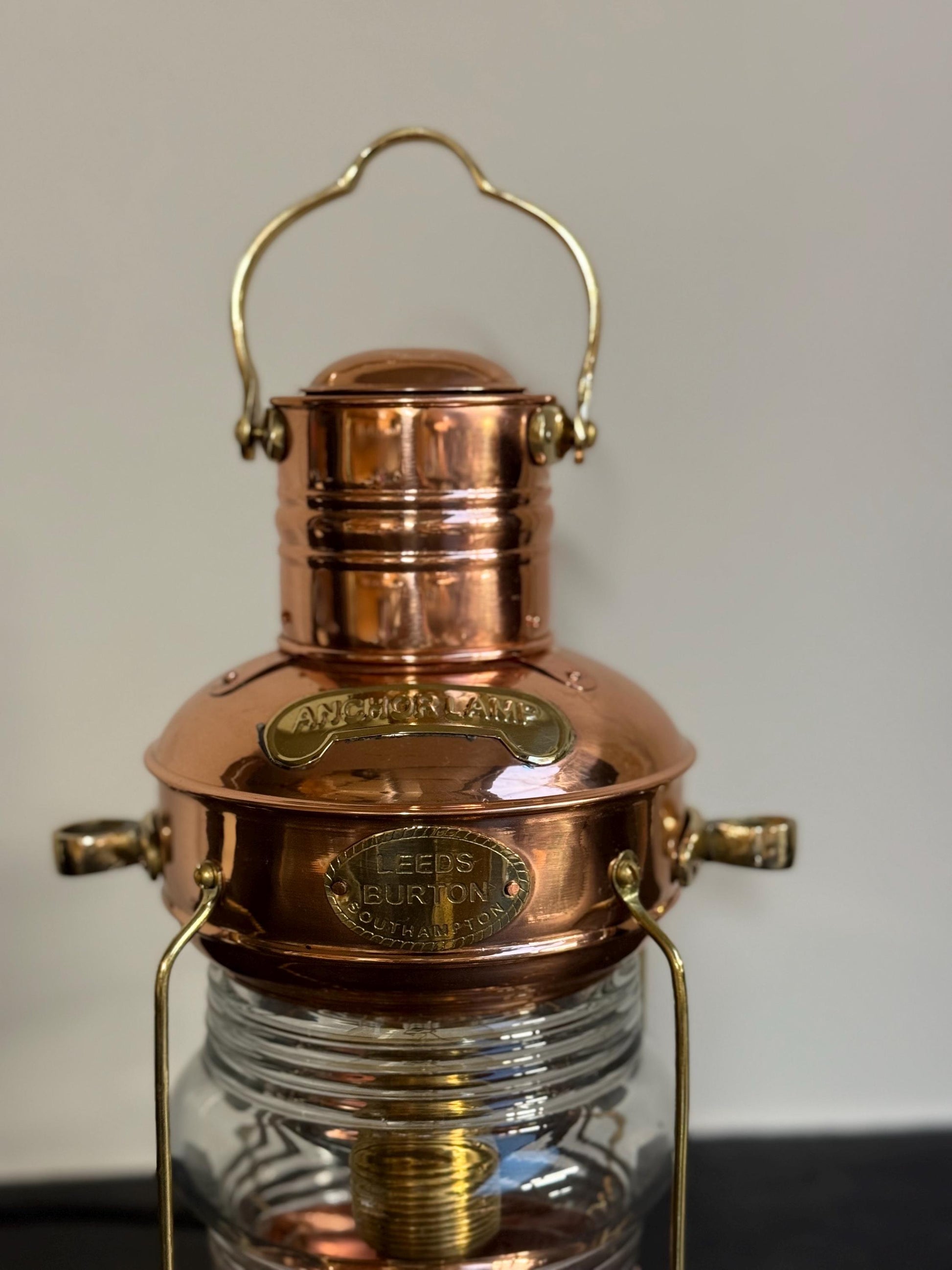 Solid Copper & Brass Anchor Table Lamp Maritime Ship Lantern Boat Light