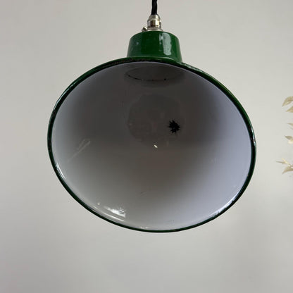 Maxlume 1920s Green Industrial Parabolic Angled Shade Pendant Set Light