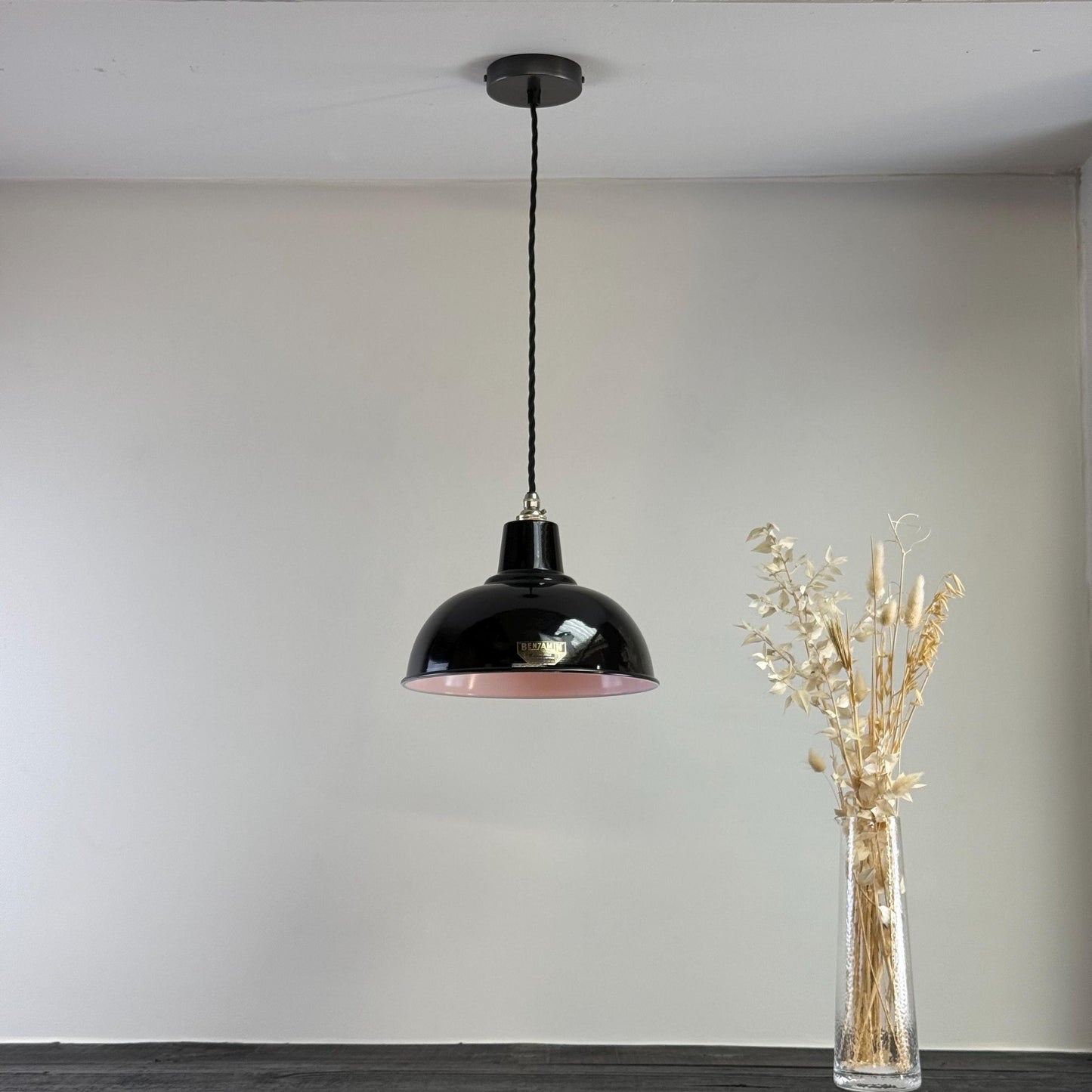 Salthouse ~ Midnight Black Dome Lampshade Pendant Set Light ~ 10 Inch