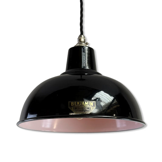 Salthouse ~ Midnight Black Dome Lampshade Pendant Set Light ~ 10 Inch