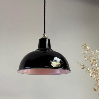 Salthouse ~ Midnight Black Dome Lampshade Pendant Set Light ~ 10 Inch
