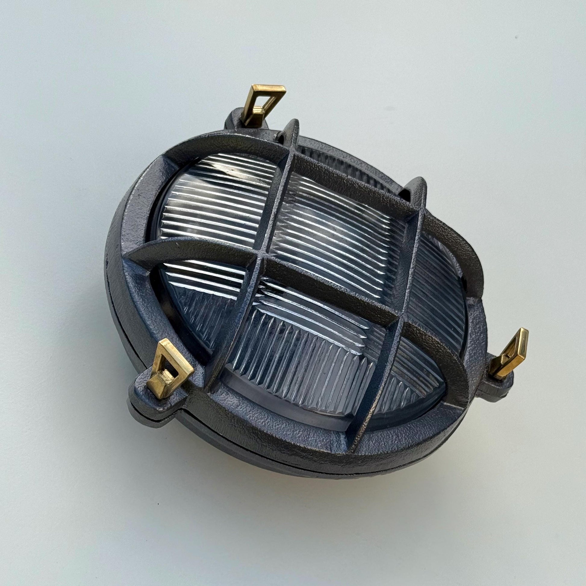 Wroxham ~ Bulkhead Light ~ Cast Pewter Caged Industrial Wall or Ceiling Fixture