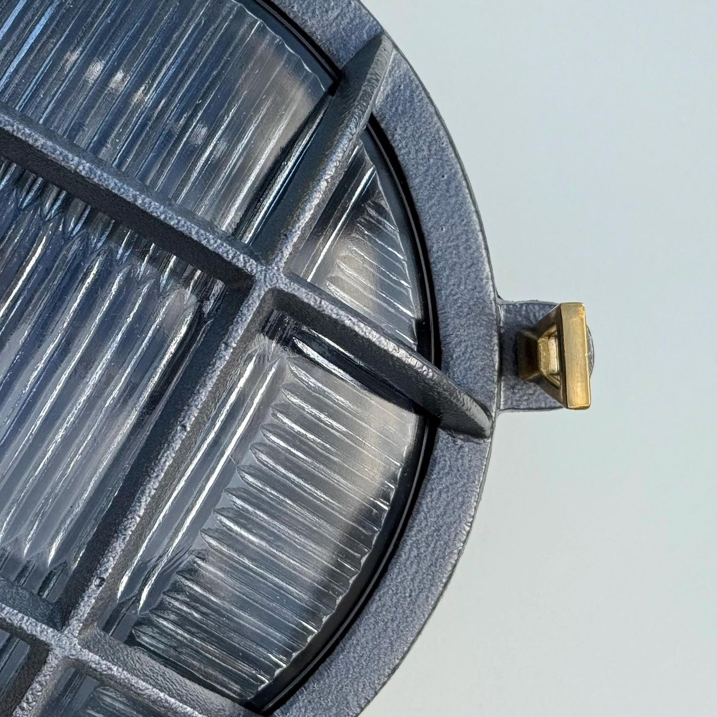 Wroxham ~ Bulkhead Light ~ Cast Pewter Caged Industrial Wall or Ceiling Fixture