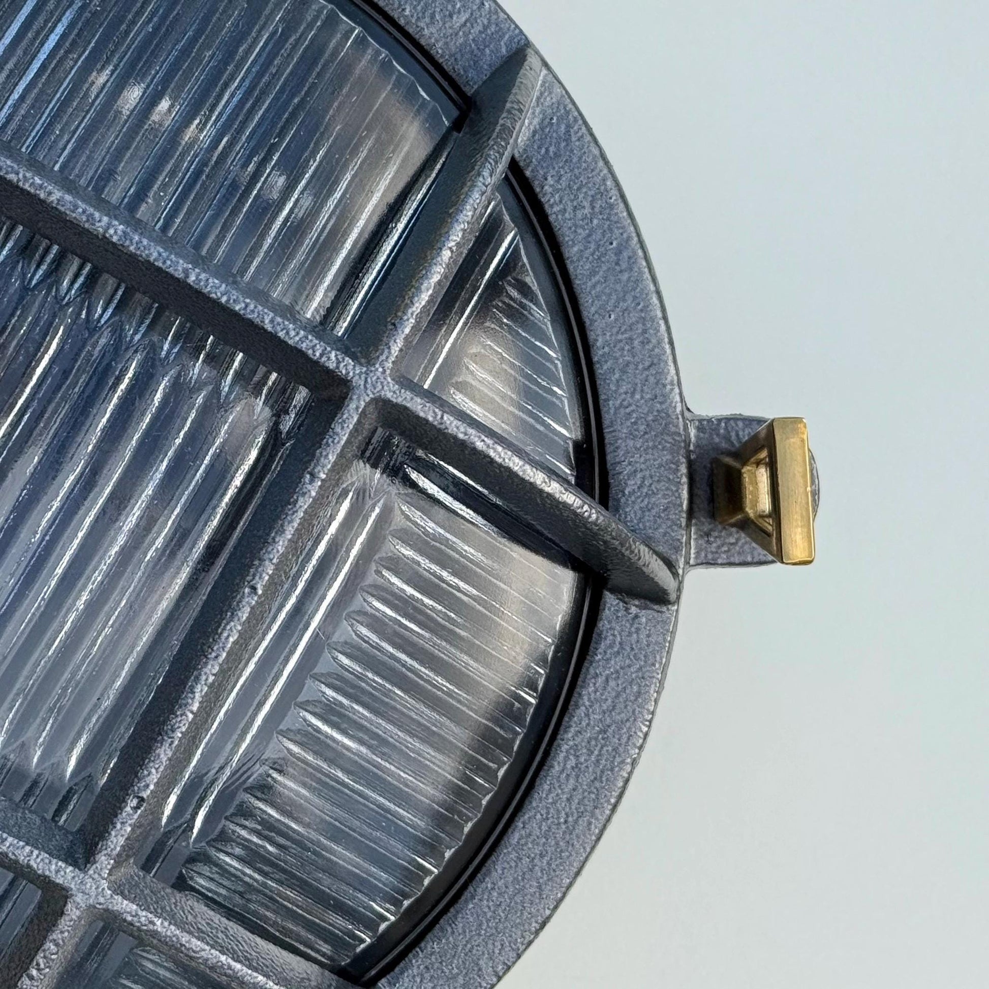 Wroxham ~ Bulkhead Light ~ Cast Pewter Caged Industrial Wall or Ceiling Fixture