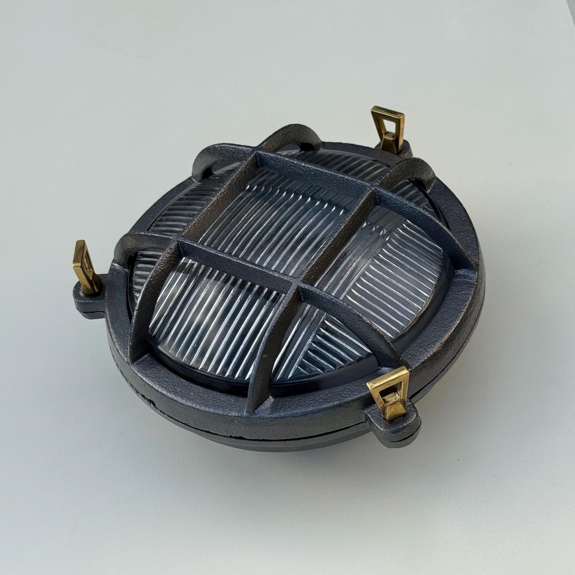 Wroxham ~ Bulkhead Light ~ Cast Pewter Caged Industrial Wall or Ceiling Fixture