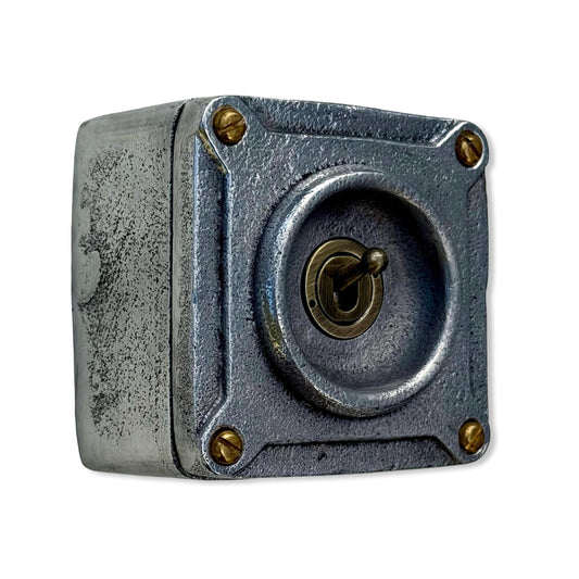 Single Gang Solid Cast Metal Conduit Light Switch Industrial 2 Way - BS EN Approved Vintage Crabtree 1950’s Style