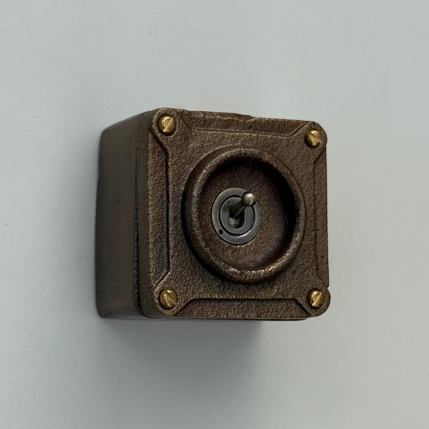 Single Gang Bronze Solid Cast Metal Conduit Light Switch Industrial 2 Way - BS EN Approved Vintage Crabtree 1950’s Style