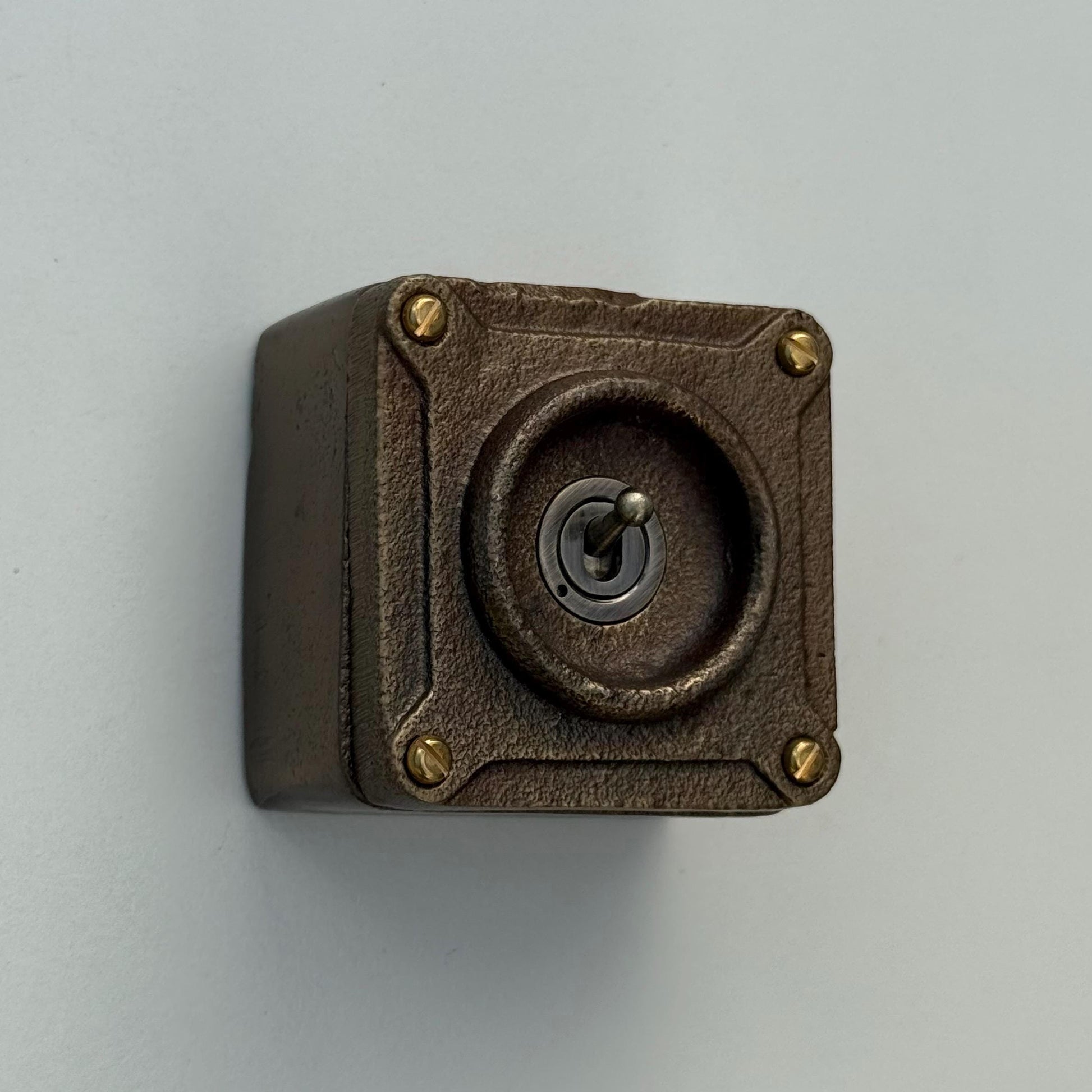 Single Gang Bronze Solid Cast Metal Conduit Light Switch Industrial 2 Way - BS EN Approved Vintage Crabtree 1950’s Style