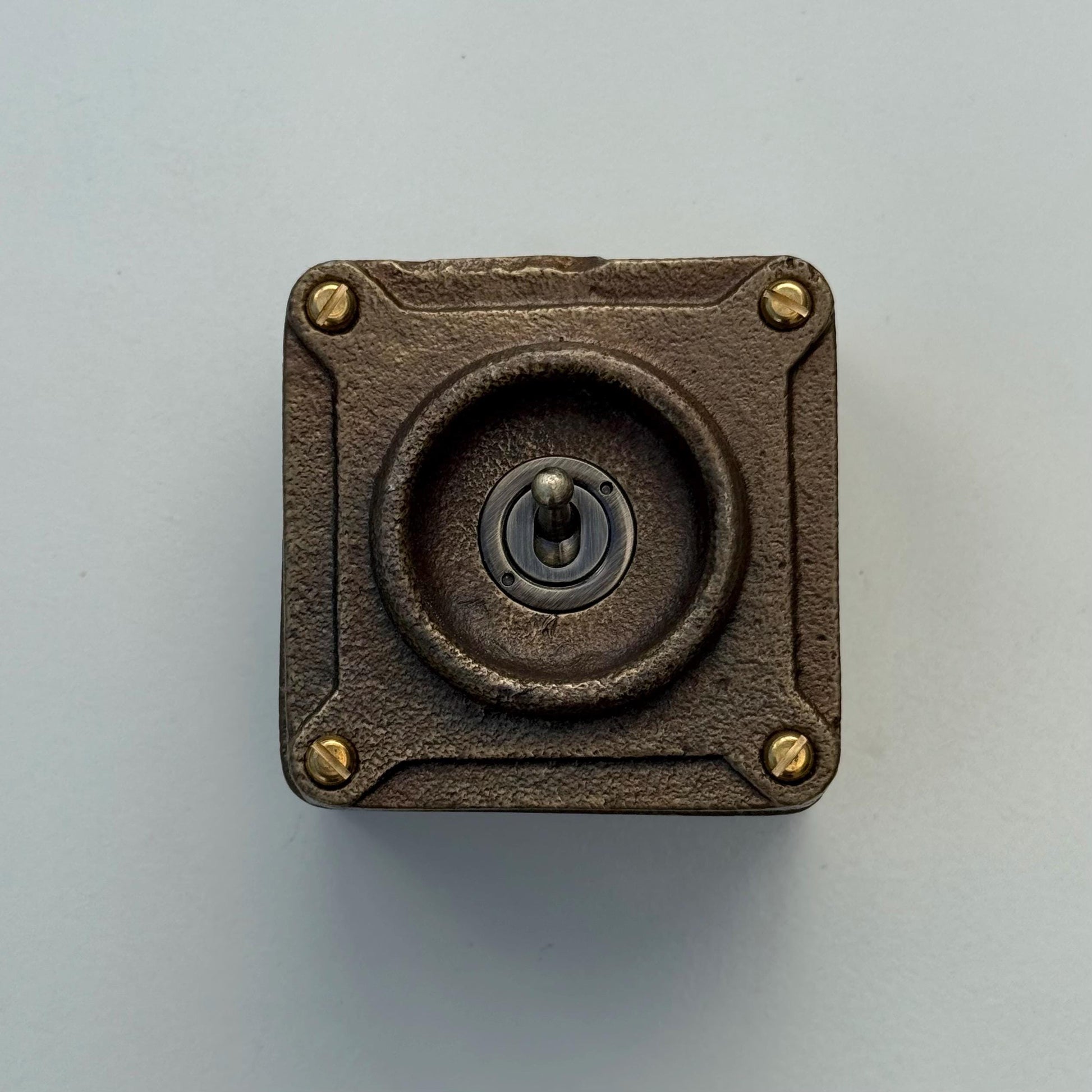Single Gang Bronze Solid Cast Metal Conduit Light Switch Industrial 2 Way - BS EN Approved Vintage Crabtree 1950’s Style