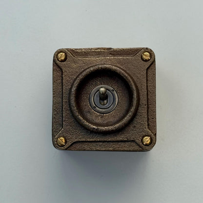 Single Gang Bronze Solid Cast Metal Conduit Light Switch Industrial 2 Way - BS EN Approved Vintage Crabtree 1950’s Style