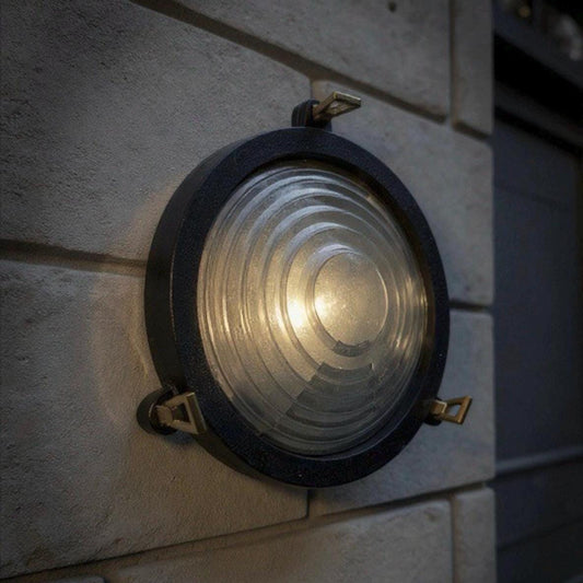 Wroxham ~ Solid Cast Pewter Round Bulkhead Industrial Wall Light House | Ceiling Bathroom | Outdoor Garden