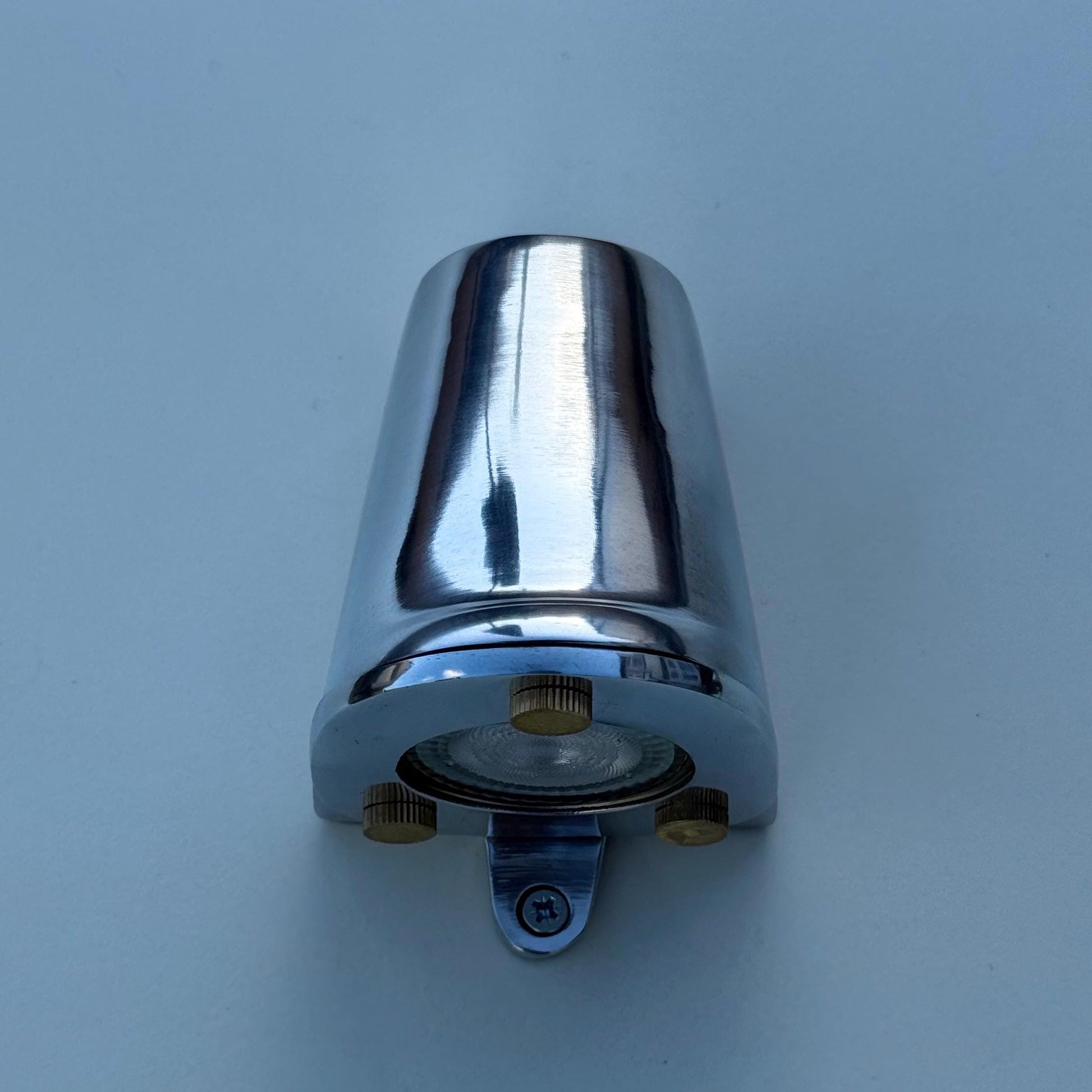 Holt ~ Polished Aluminium | Mast Down Light Industrial Ship Sconce Marine Bulkhead Hand Crafted Wall Nautical Passage Way Philips 3.8W LED