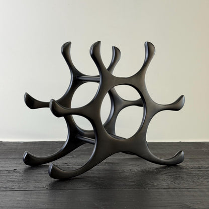 6 Bottle Wine Rack Holder Solid Cast | Wine | Champagne Storage Antique Brass | Polished Aluminium | Matt Black | Black Copper