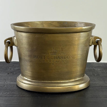 Moët & Chandon Antique Brass Great Gatsby ~ Solid Cast Engraved Champagne Ice Bucket | Wine Cooler