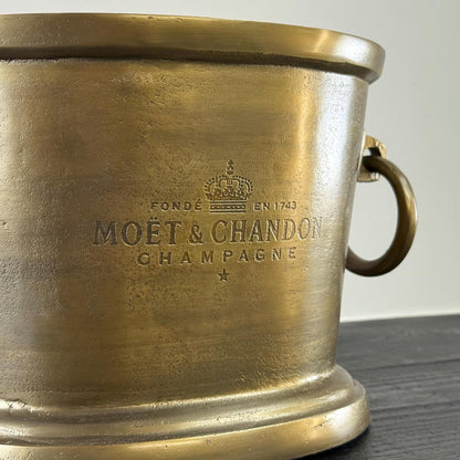 Moët & Chandon Antique Brass Great Gatsby ~ Solid Cast Engraved Champagne Ice Bucket | Wine Cooler