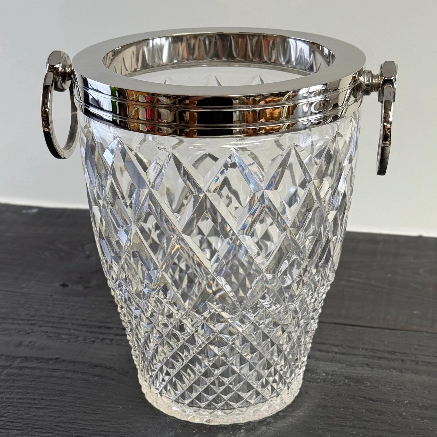 Luxury 3 Piece Solid Glass Hand Cut Engraved Wine & Champagne Ice Cooler