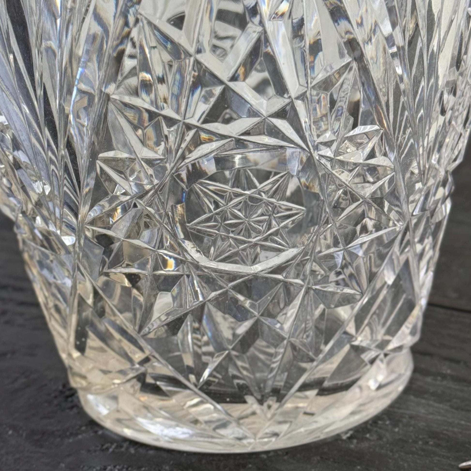 Luxury 3 Piece Solid Glass Hand Cut Engraved Wine & Ice Cooler Champagne French Bucket