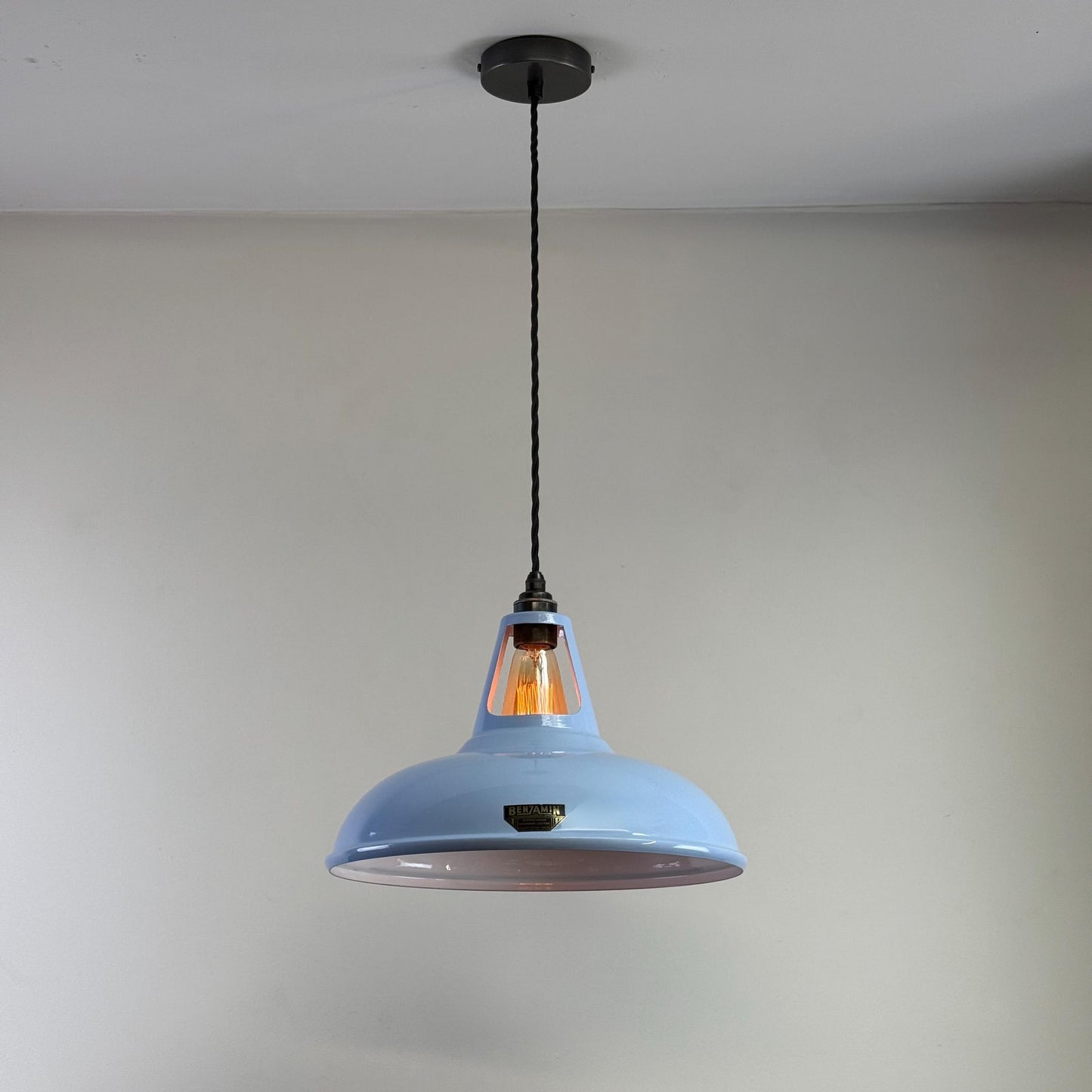 Cawston XL - Sky Blue Slotted Lampshade Pendant Set Light *Worn* - 14 Inch