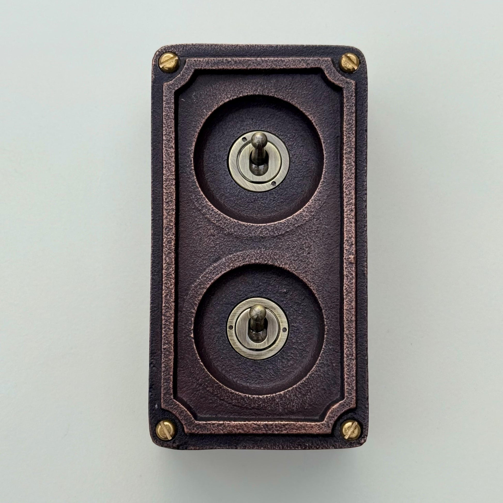 Double 2 Gang Antique Copper Metal Conduit Light Switch