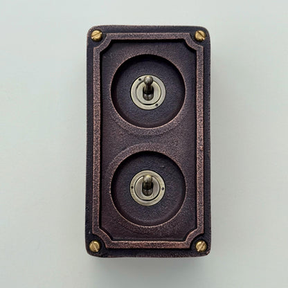 Double 2 Gang Antique Copper Metal Conduit Light Switch