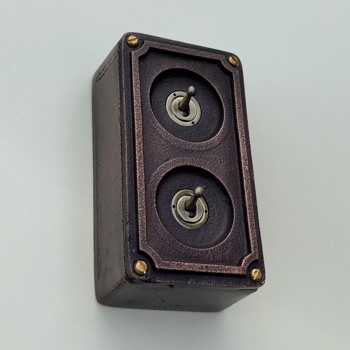 Double 2 Gang Antique Copper Metal Conduit Light Switch