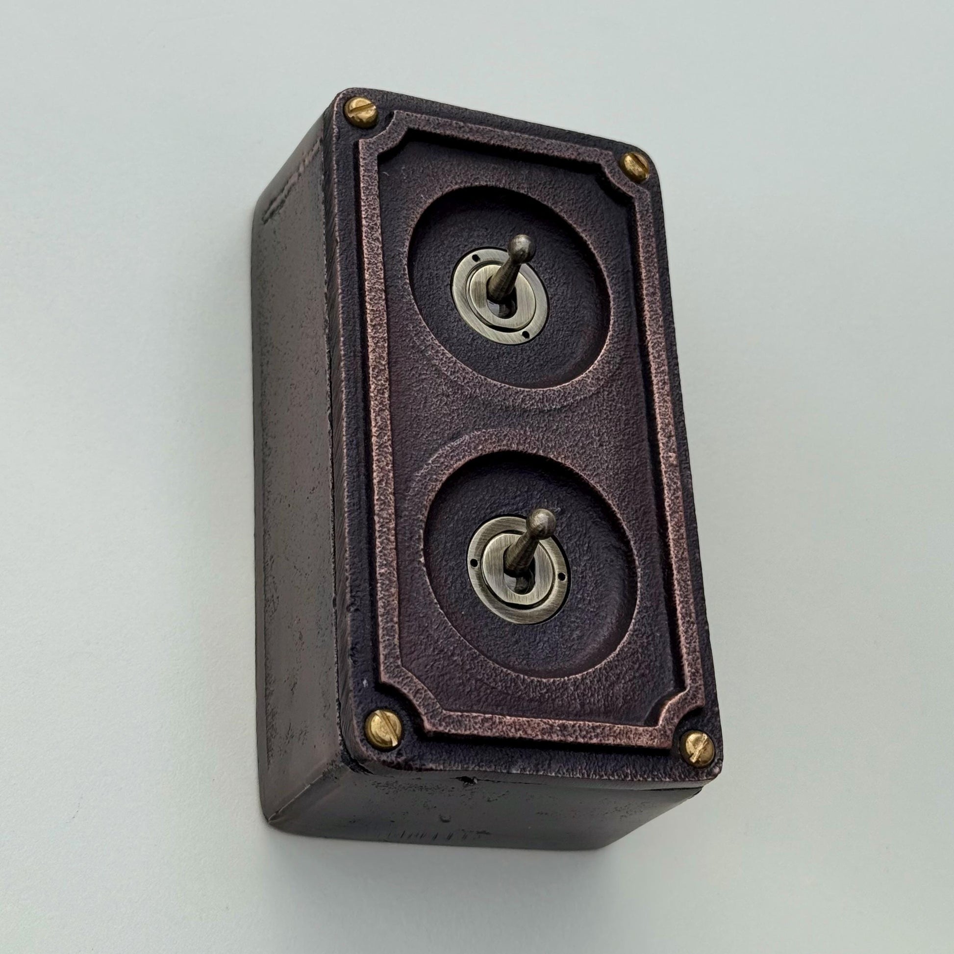 Double 2 Gang Antique Copper Metal Conduit Light Switch