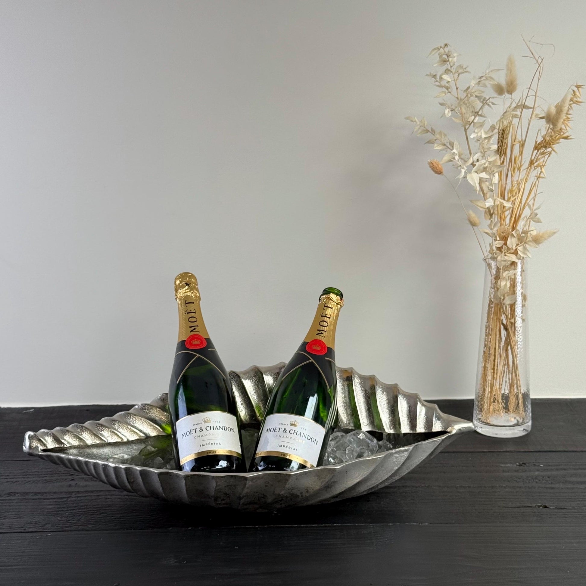 Clam Shell Solid Cast Champagne Ice Bucket - Wine Cooler - Fruit Bowl