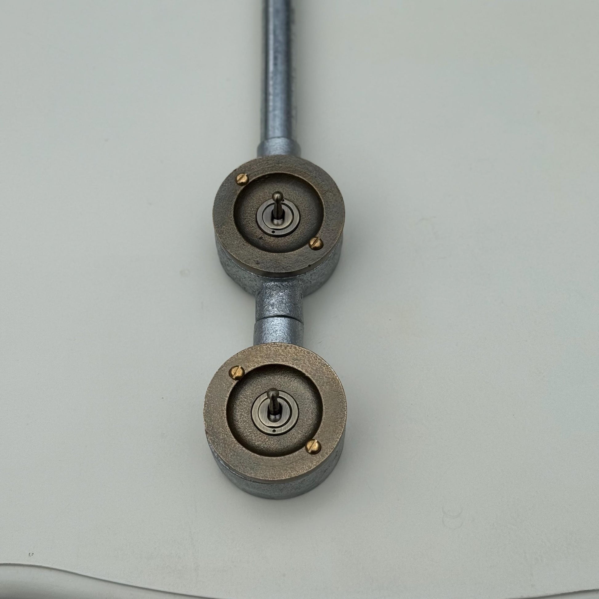 Double Gang Solid Cast Conduit Metal Light Switch Industrial 2 Way - Vintage Crabtree