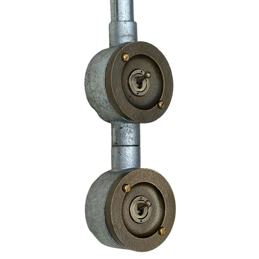Double Gang Solid Cast Conduit Metal Light Switch Industrial 2 Way - Vintage Crabtree