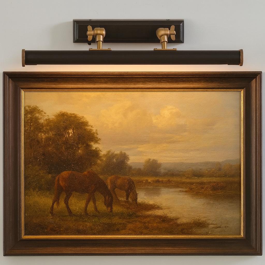 Black & Brass Art Gallery Lamp for Paintings Photos Adjustable Wall Mounted Vintage Picture Light