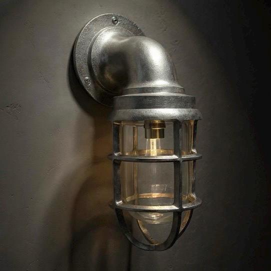 Beachamwell ~ Raw Cast Pewter Bulkhead Outdoor & Bathroom Sconce Wall Light ~ 10.5 Inch