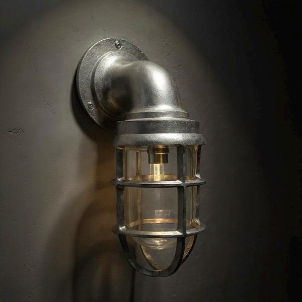 Beachamwell ~ Raw Solid Brass Sawn Neck Outdoor & Bathroom Wall Bulkhead Light ~ 10.5 Inch