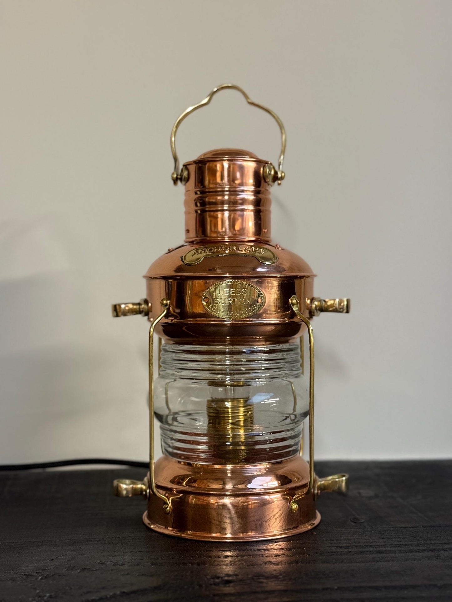 Solid Copper & Brass Anchor Table Lamp Maritime Ship Lantern Boat Light
