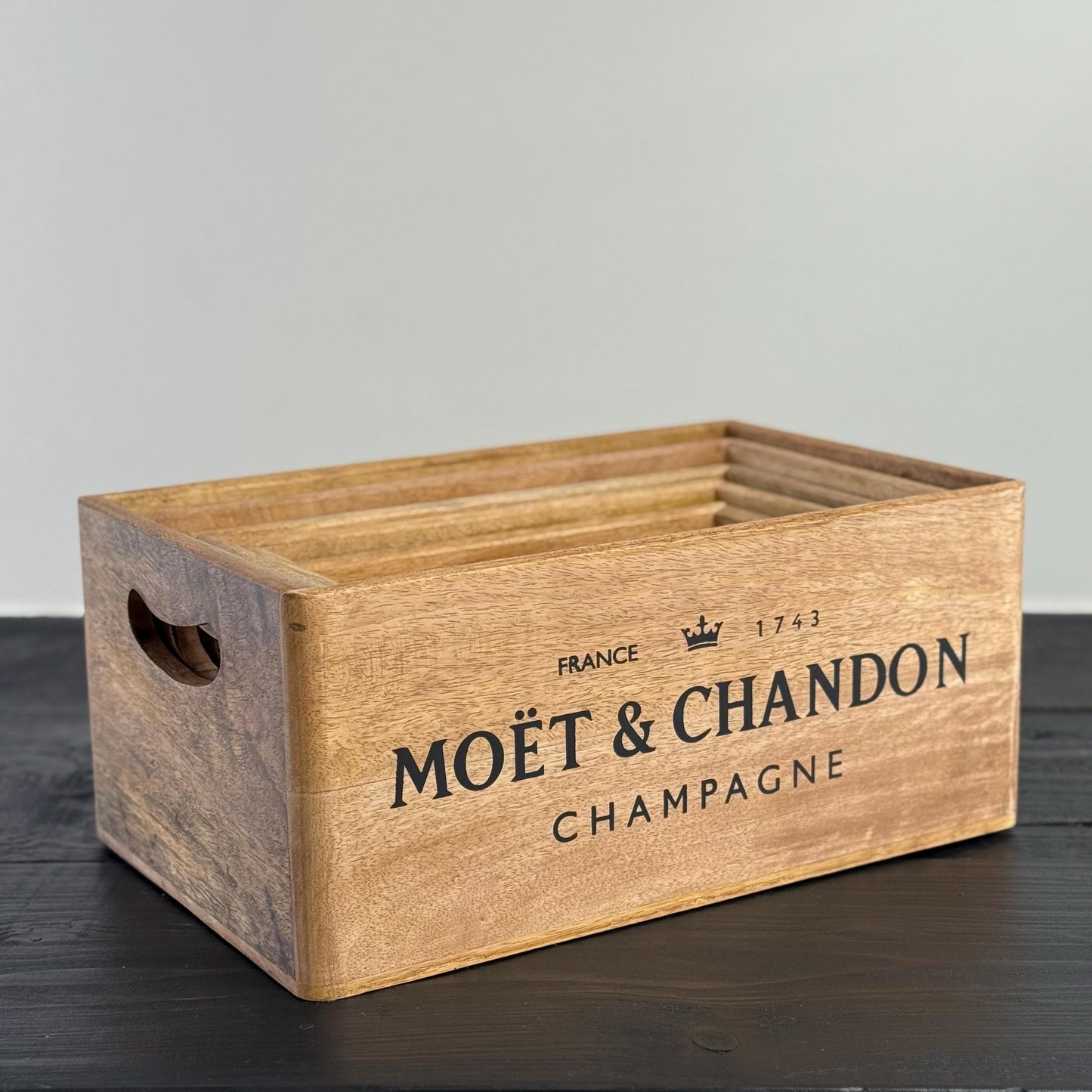 Storage Wooden Boxes Moët & Chandon Champagne Crates Natural Finish