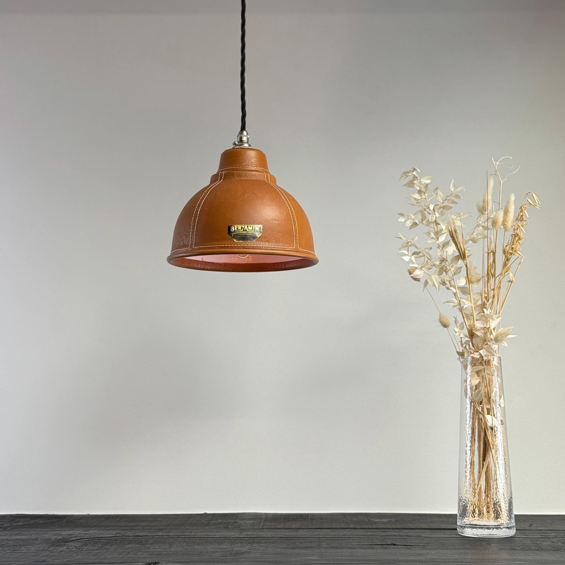 Trimingham Real Genuine Leather Hand Stitched Solid Lampshade