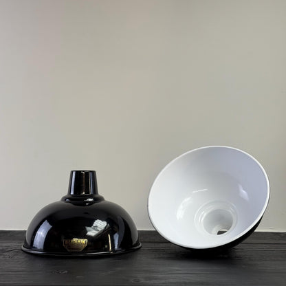 Salthouse ~ Midnight Black Dome Lampshade Pendant Set Light ~ 10 Inch