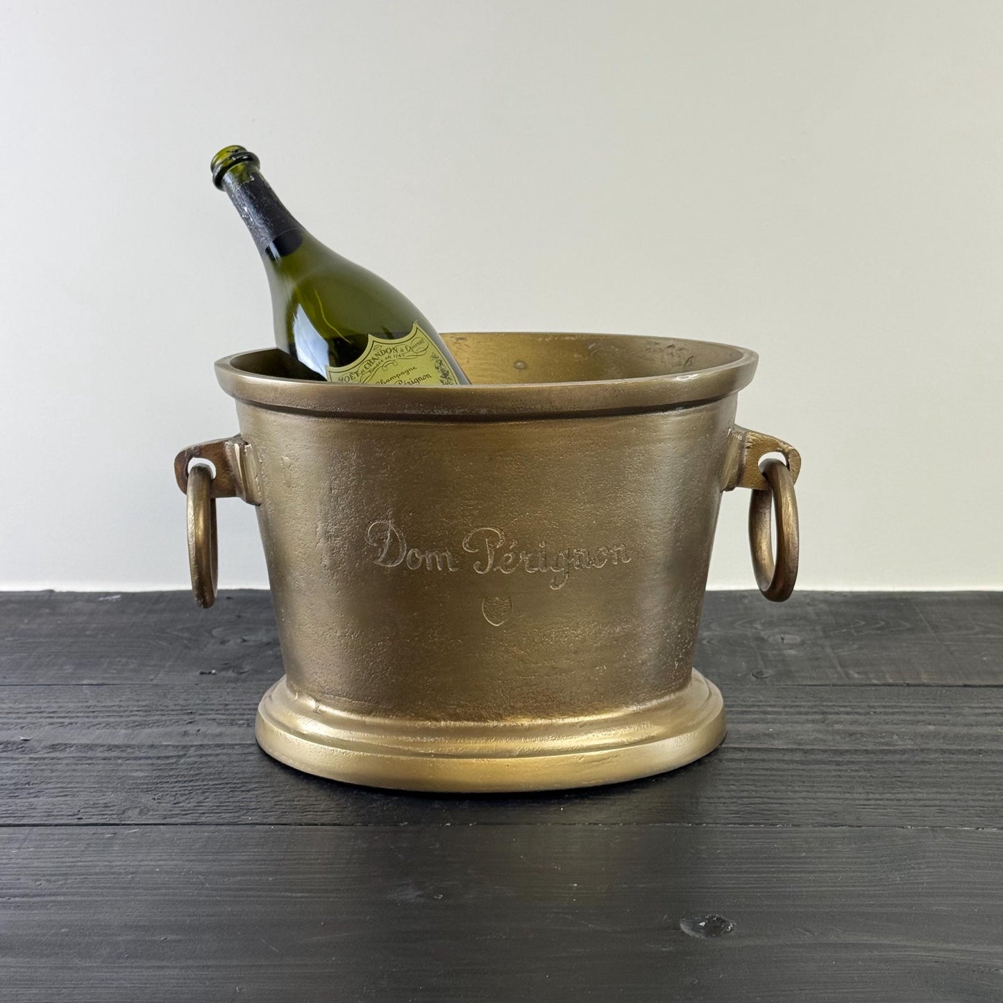 Dom Perignon Antique Brass Great Gatsby ~ Solid Cast Engraved Champagne Ice Bucket | Wine Cooler