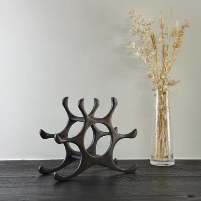 6 Bottle Wine Rack Holder Solid Cast | Wine | Champagne Storage Antique Brass | Polished Aluminium | Matt Black | Black Copper