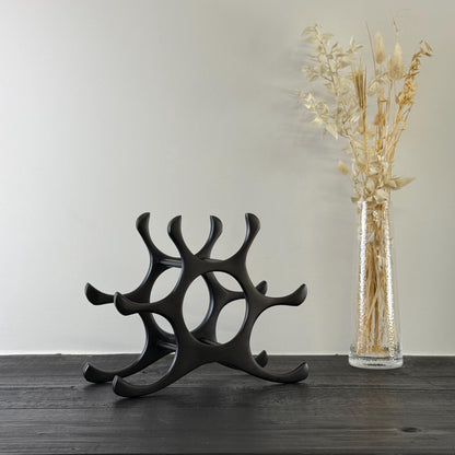 6 Bottle Wine Rack Holder Solid Cast | Wine | Champagne Storage Antique Brass | Polished Aluminium | Matt Black | Black Copper