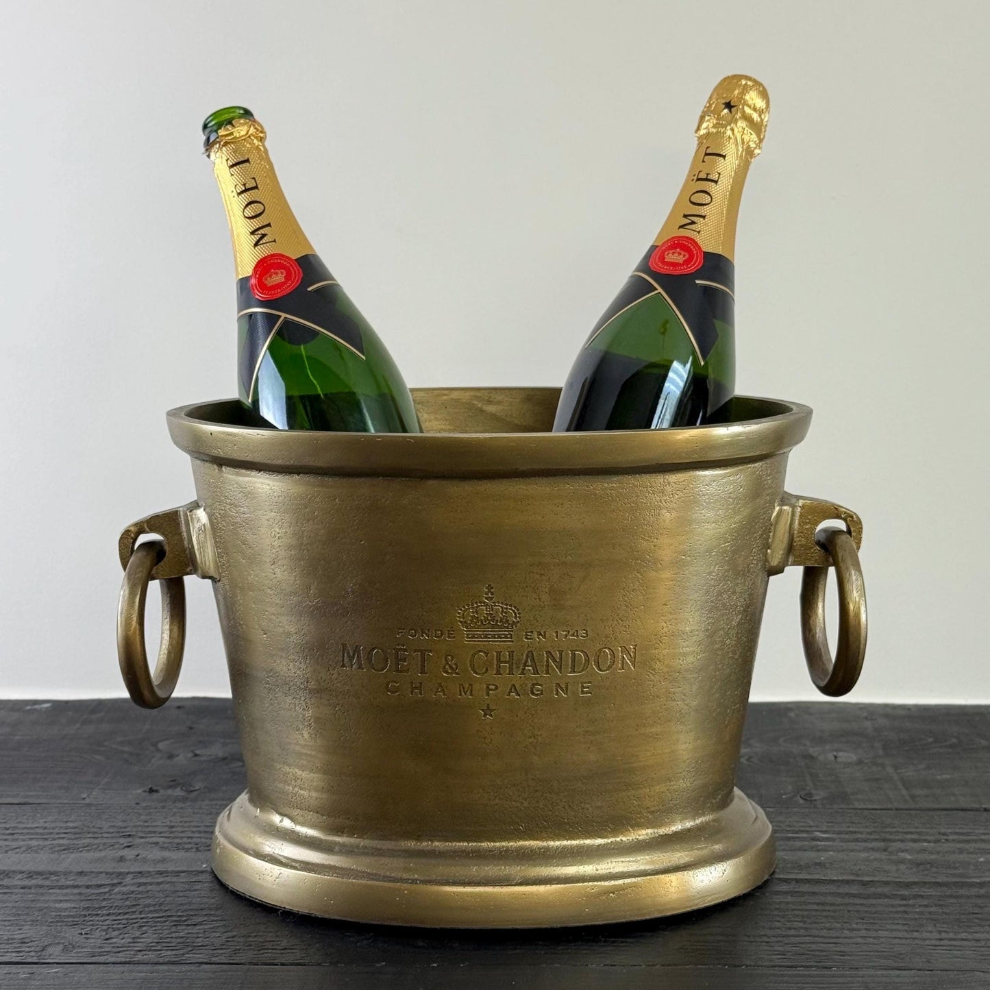 Moët & Chandon Antique Brass Great Gatsby ~ Solid Cast Engraved Champagne Ice Bucket | Wine Cooler