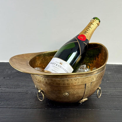 Polo Helmet Solid Antique Brass Champagne Ice Bucket | Wine Cooler