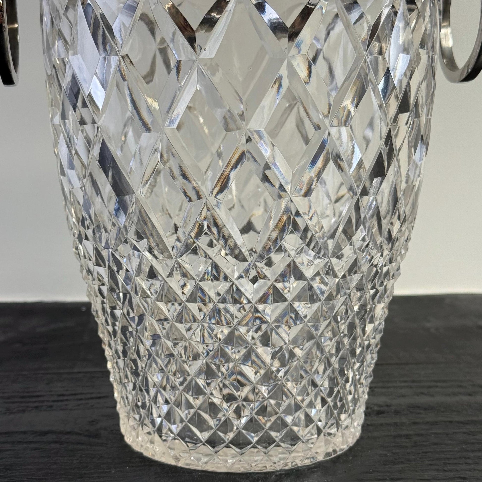 Luxury 3 Piece Solid Glass Hand Cut Engraved Wine & Champagne Ice Cooler